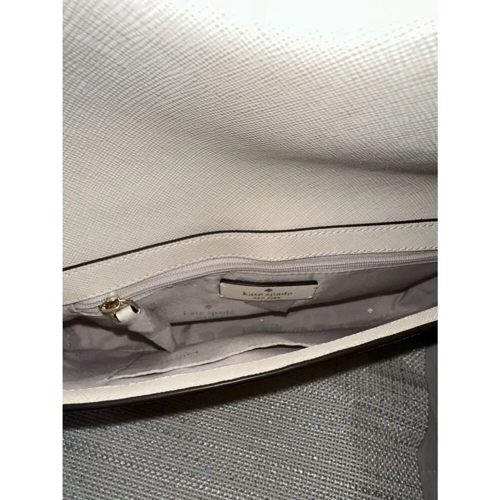 kate spade Staci Meringue Ivory Gold Tone Saffiano Leather Small Hobo Bag